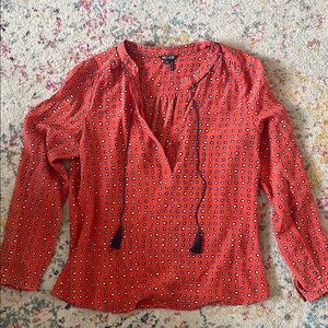 NIC+ZOE Coral Printed Tie-Neck Blouse